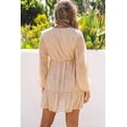 thumbnail image 1 of ABPHQTO Vestido floral de camisa con mangas de burbuja en el frente con botones marrones para mujer, 1 of 5