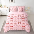 thumbnail image 2 of jejeloiu Sweet Cherry Strawberry 7-Piece Twin Bedding Sets,Cute Cartoon Bowknot Bedding Comforter Set,Pink Bowtie Bow Sheet Sets For Girl,Super Cozy Room Decor Reversible, 2 of 8