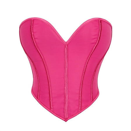 POIUYTR Corset Womens Overbust Lace Up Waist Cincher Boned Bustier Bodyshaper Crop Tops