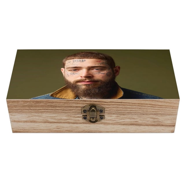 Posty Austin / Post Malone Caja Organizadora de Madera Rústica - Caja Decorativa Multifuncional para Escritorio, Hogar, Oficina, Joyas y Manualidades