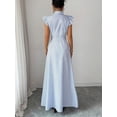 thumbnail image 2 of Blue And White Striped Embroidered Shirt Dress With Ruffle Sleeves And Waist Tie Bow, 2 of 7