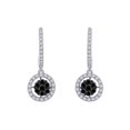 thumbnail image 2 of Black and White Diamond Dangle Earrings in 10K White Gold (3/4 cttw), 2 of 5