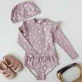 thumbnail image 6 of AJZIOJIRO Baby Girls Long Sleeve Ruffle Bathing Suits Toddler Infant Summer Floral Swimsuit UPF 50+ Sun Protection Swimwear 6M-8T, 6 of 9
