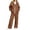 Coffee, variant on Jane Wardrobe Women Zip Up Hooded Tracksuit Set, Full Zip Jacket & Wide Leg Sweatpants Solid Casual Two Piece Outfit S-XXXL Plus Size Friendly True To Size