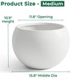thumbnail image 5 of 15.8" D x 10.9" H Fiberstone Sphere Planter, White, 11.8" Pot Opening, Ball Shape Flower Pot with Drainage Hole, Weather Resistance Indoor Outdoor Use, 5 of 7