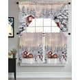 thumbnail image 3 of Christmas Kitchen Curtains Swag Valance and Tier Curtains Set 24 Inch Length, Snowflake Snowman Xmas Tree Farmhouse Rod Pocket Drape Panels Pair Swag Curtains for Bathroom/Cafe/Window, 3 of 6