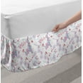 thumbnail image 2 of Romantic Bed Skirt, Vintage European Paris Eiffel Tower with Flowers Floral Swirls Art, Elastic Bedskirt Dust Ruffle Wrap Around for Bedding Decor, 4 Sizes, Pale Blue Pink and White, by Ambesonne, 2 of 2
