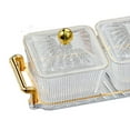 thumbnail image 4 of Assiette de Collations de Luxe aux Fruits avec Couvercles Support à Double Poignée pour Assaisonnement des Fêtes Collations Transparente 3 Bols, 4 of 8