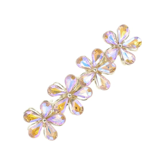 Unique Bargains 1 Pc Colorful Rhinestones French Barrette Hair Clips Hairdo Clip for Home Purple