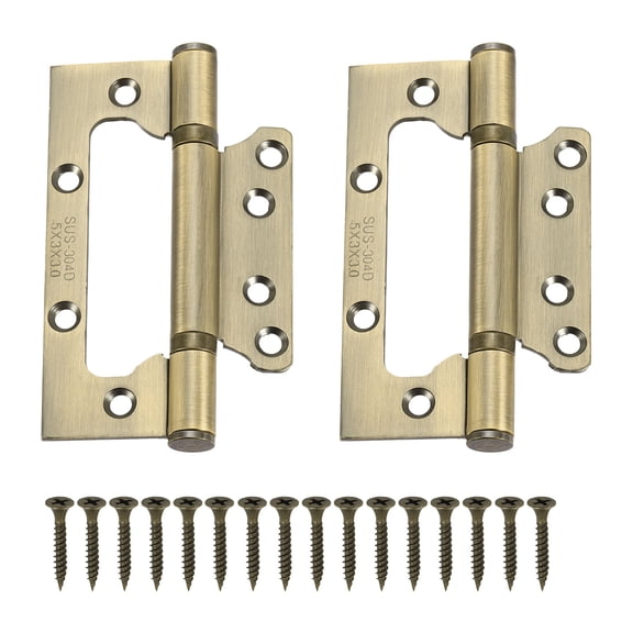 Uxcell 5x3 inch Non-Mortise Door Hinges, 2Pcs Non-Mortise No Noise Door Hinges with Screw, Bronze 0.47"