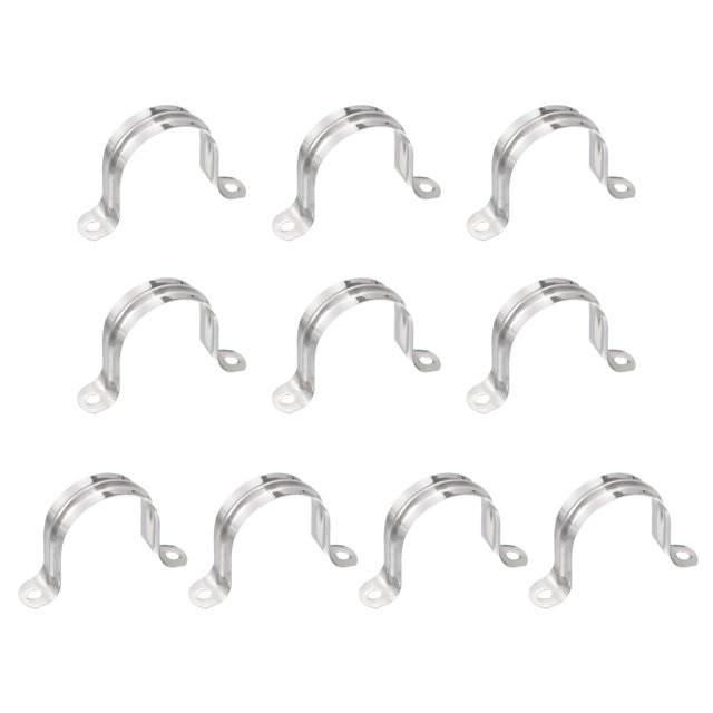 40mm Rígido Tubería Correas, 2 Agujero U Forma 201 Inoxidable Acero Soporte Tubo Clips para Agua Tubo Tubería Plateado Tono 24uds
