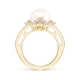 thumbnail image 2 of Angara Freshwater Cultured Pearl and Diamond Ring with Floral Halo in 14K Yellow Gold for Women | June Birthstone Jewelry for Her, 2 of 5