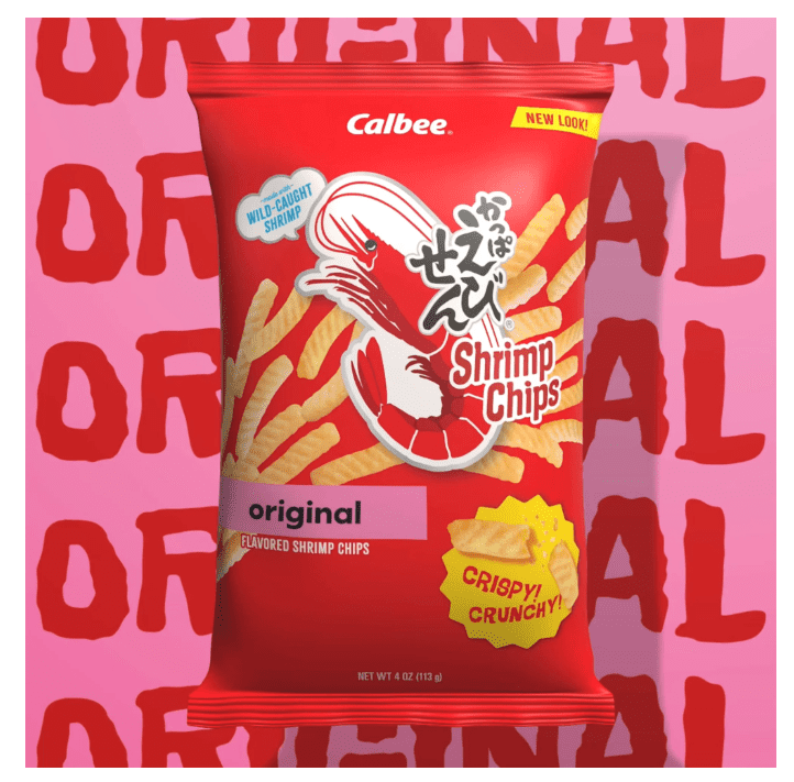 Calbee Shrimp Chips Original Flavored Wild-Caught Shrimp, Crispy Crunchy, 4 oz X 12 Pack