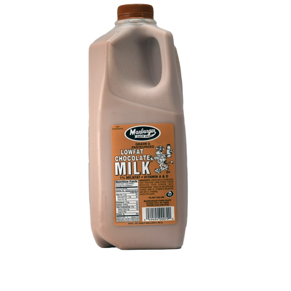 Marburger Farm Dairy 1 LowFat Chocolate Flavored Milk, Half Gallon