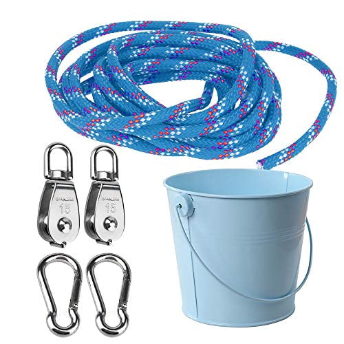 FUQUN Treehouse Pulley Easy To Carry Swing Set Accessories with 2 x Carabiner, Metal, Blue, 6 Pieces