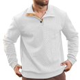 thumbnail image 4 of Blekii Men's Jacquard Knit Sweatshirt, Button Detail Stand Collar Pullover, Textured Pattern Long Sleeve Top, Smart Casual Layer for Spring/Fall, Lightweight And Breathable, Stylish, 4 of 5