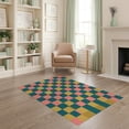thumbnail image 2 of ODIKA Bedside Checkered Block Retro Hopscotch Storybook Grid Motif Non-Slip Chair-Friendly for Home Office, Gaming Room, Under Desk, 2 of 7