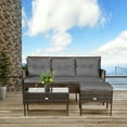 Gymax 3PCS Patio Rattan Sectional Conversation Furniture Set w/ Grey