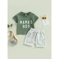 thumbnail image 3 of Toddler Baby Boy Clothes 6M 12M 18M 24M 3Y Mamas Boy Short Sleeve T-Shirt Tops Drawstring Shorts Sets 2Pcs Infant Casual Outfits, 3 of 10