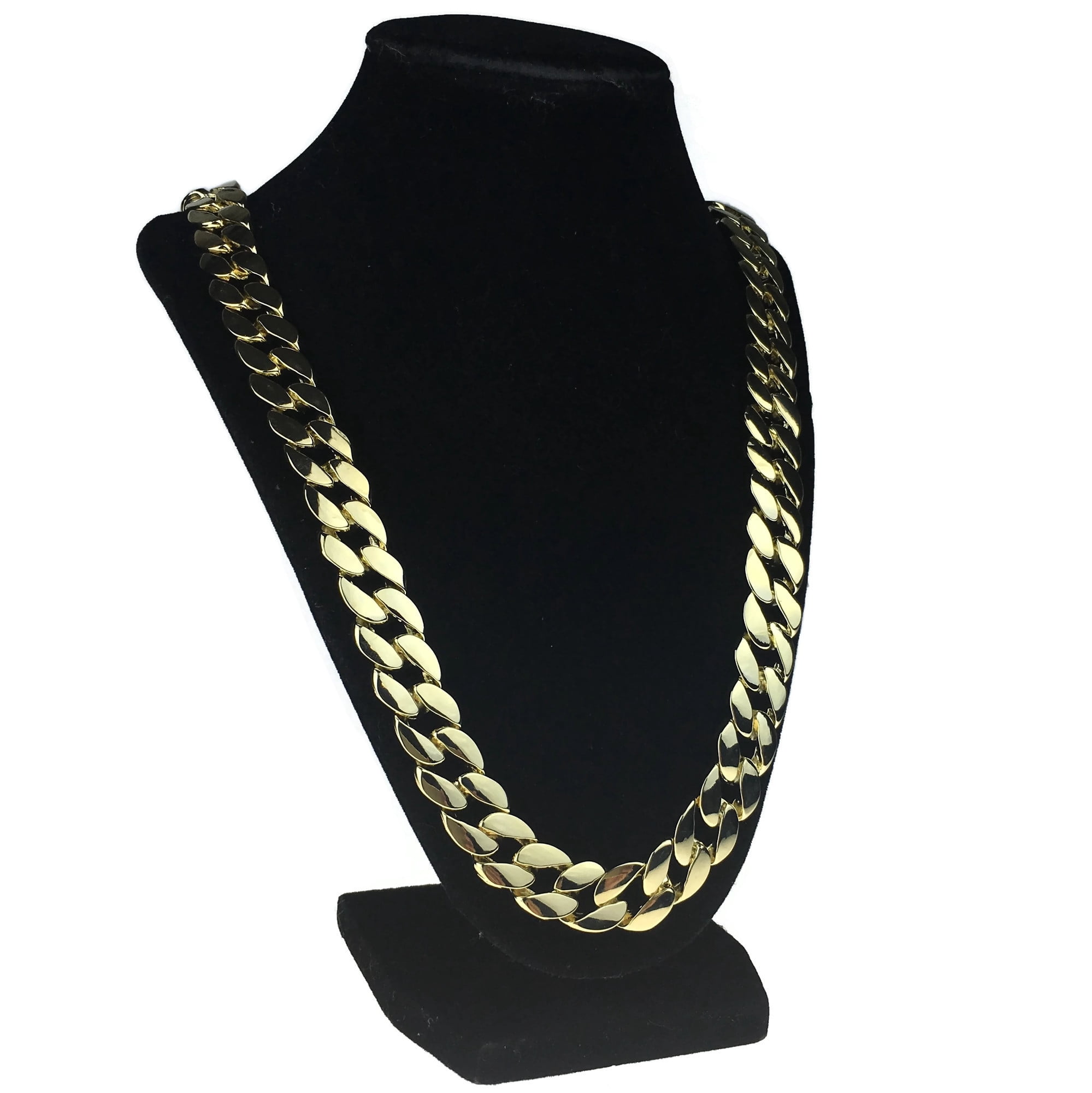 Men's 33" Inch Long Cuban Link Neck Chain Heavy Gold Finish 15 mm Wide Big Hip Hop Necklace
