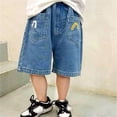 thumbnail image 2 of Boys Loose Denim Shorts Ripped Elastic Band Jean Middle Pants Clothes, 2 of 4