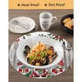 thumbnail image 3 of 13 Inch Round Placemats Set of 4, Grey Gnomes Christmas Non Slip Heat Insulation PP Table Mats, Xmas Ball Gifts Snowflake Washable Place Mats for Kitchen Dining Party Table Decor, 3 of 7