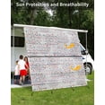 thumbnail image 3 of 4th of July RV Awning Sun Shade Screen 9'X7' Blue Red Fireworks Mesh Sunscreen Patriotic Stars Wood Grain Awning Shade Screen with Zipper UV Blocker Completed Kits for RV Motorhome Camper, 3 of 7