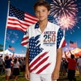 thumbnail image 2 of Y-Sunset Boys Patriotic 250th Anniversary Button Down Hawaiian Shirt, American Flag Firework Print Short Sleeve Casual Top for 4th of July Summer Outdoor(White1/4-5 Years), 2 of 4