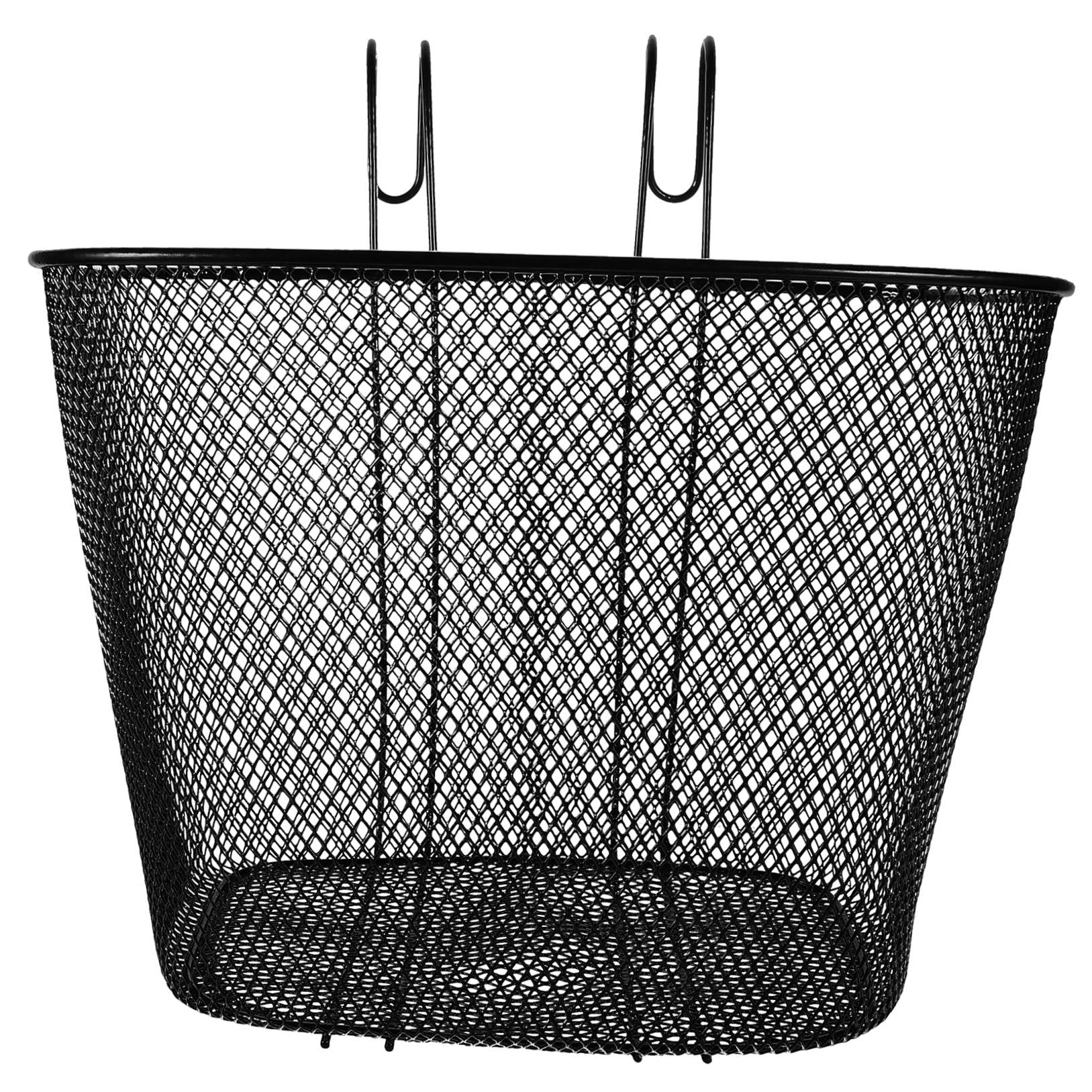 HEMOTON Iron Bike Storage Basket for Front Handlebar Detachable Hanging Black 1pc