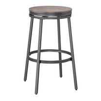 American Woodcrafters Stockton Gray Metal and Wood Backless Bar Stool