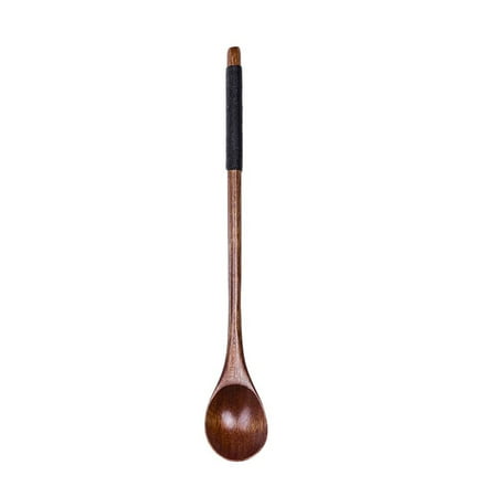 

ONHUON Natural Wood Wire Wrapped Long Handle Coffee Tea Mixing Scoop Dessert Spoon