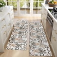 thumbnail image 4 of Kitchen Rugs Sets Of 2,Brown Classic Floral and Scroll Pattern Anti Fatigue Kitchen Mat Rugs Non Slip Washable,Decorative Kitchen Floor Mats for Kitchen,Sink,Laundry,17"X47", 4 of 5