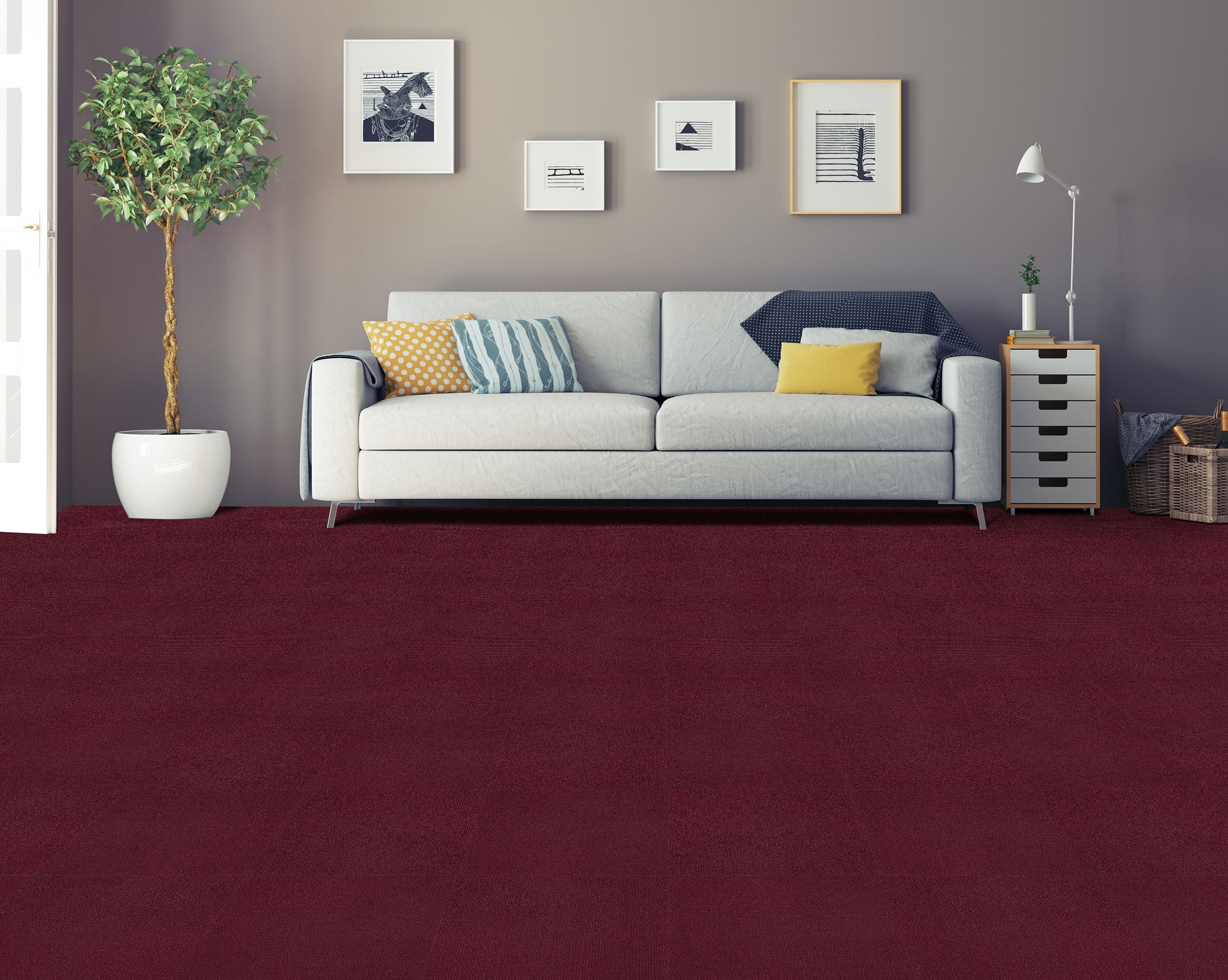 Achim Nexus Self Adhesive Polyester Carpet Tile - 12 Tiles/12 Sq. ft., 12 x 12, Burgundy
