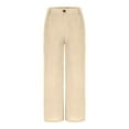 thumbnail image 6 of Arnsht Women's Solid Color Office Business Casual Pants High Waist Wide Leg Straight Dress Cotton Linen Pants Button Trousers Beige S, 6 of 8