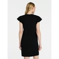thumbnail image 4 of Time and Tru Women's Cotton T-Shirt Mini Dress with Short Flutter Sleeves, Sizes XS-XXXL, 4 of 6