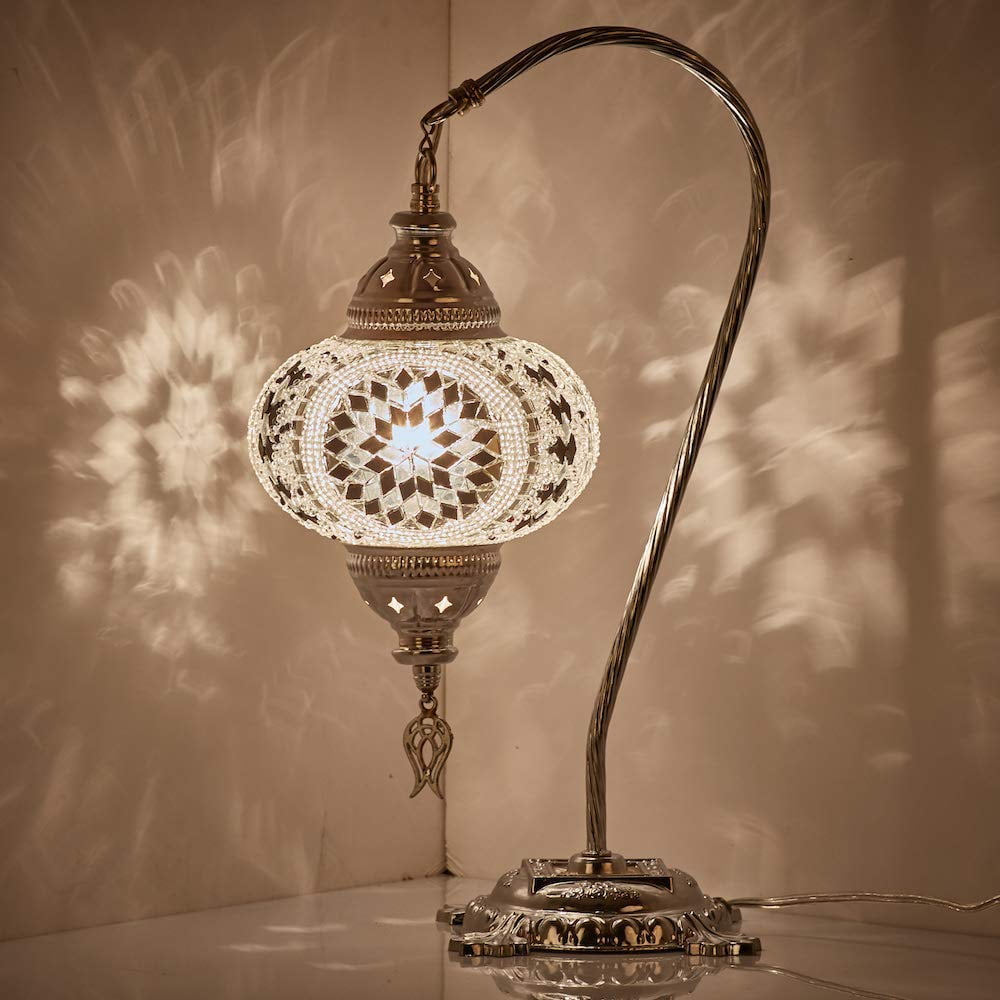 LaModaHome (30 Colors) 2019 Turkish Moroccan Mosaic Table Lamp with US