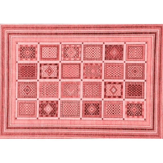 Ahgly Company Machine Washable Indoor Rectangle Abstract Red Modern Area Rugs, 2' x 3'