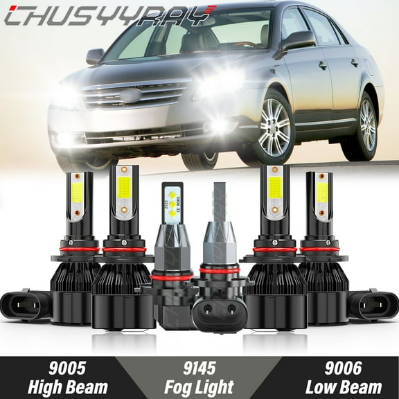 For Toyota Avalon 2000-2007 LED Front Headlight High & Low Beam Fog Light Bulbs Kit 6000K White Qty 6