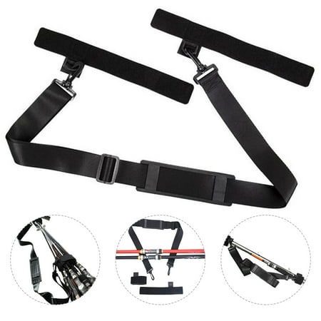 Baluue 1Set Outdoor Fishing Rod Strap Black Adjustable Shoulder Belt for Easy Carry