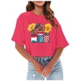 thumbnail image 1 of TSADFHJI Tunique d'Hiver pour Femmes Hauts Courts Décontractés Mode Imprimé Col Rond Manches Courtes T-Shirt S, 1 of 4