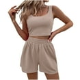 thumbnail image 3 of Sentmoon Ensembles de Pyjamas pour Femmes Sans Manches Hauts Tendance et Shorts Athlétiques pour Femmes Doux Coupe Régulière Ensembles de Pyjamas pour Dames P-3TG, 3 of 8