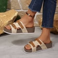 thumbnail image 6 of Slide Sandals for Women Plus-Size Wide Width Breathable Open Toe | Buckle Strap Beach Pool Slippers Thick Soft Sole, #1Beige-38, 6 of 9