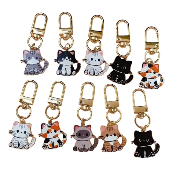 10 Pieces Cat Keychain Animal Pendant Acrylic Lightweight for Graduation Backpack Handbag