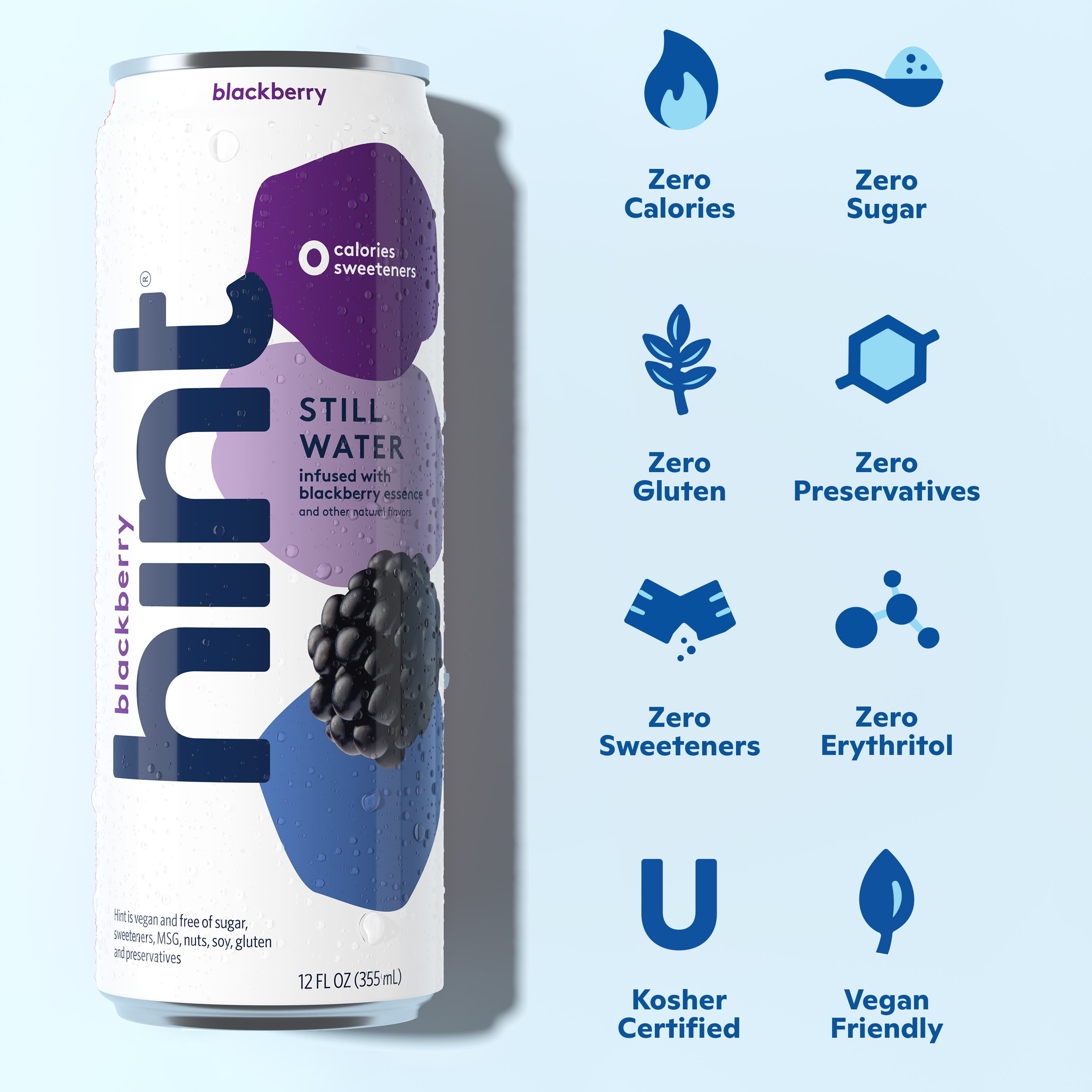 Hint Canned Water, Blackberry-Purified Flavored Water with Zero
