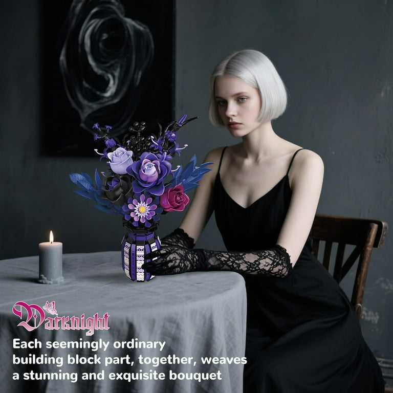 GZBrick Flower Bouquet Building Block Set with Vase Rose