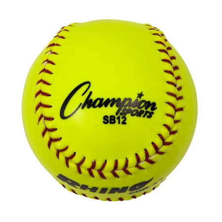 Champion Sports 12 Syntex Leather Cover Softballs – Cork Core – Medium Compression – NFHS Approved – Raised Seams – Optic Yellow – Pack of 12