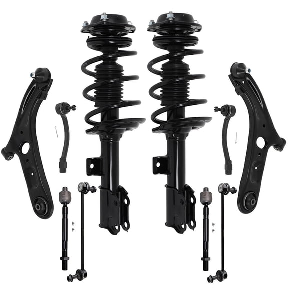 cciyu Struts Suspension Kit for 2011-2016 for Hyundai Elantra with Front Struts Control Arm and Ball Joint Assembly Stabilizer Bar Link Kit Tie Rod End 172708 172709 ES801074 ES801075 EV800886