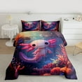 thumbnail image 2 of Homewish Kawaii Salamander Bedding Comforter Set,Sealife Red Coral Twin Comforter Sets,Pink Axolotl Bedding Set For Boys Girls,Super Cozy Room Decor Reversible,2pcs, 2 of 8
