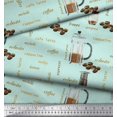 thumbnail image 3 of Soimoi Green Cotton Duck Fabric Text & Coffee Maker Kitchen Decor Fabric Printed Yard 42 Inch Wide, 3 of 3
