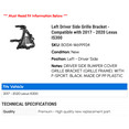 thumbnail image 2 of Left Driver Side Grille Bracket - Compatible with 2017 - 2020 IS300 2018 2019, 2 of 2